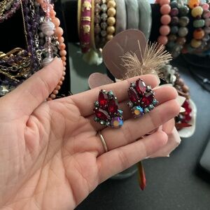 Red clip on Earrings